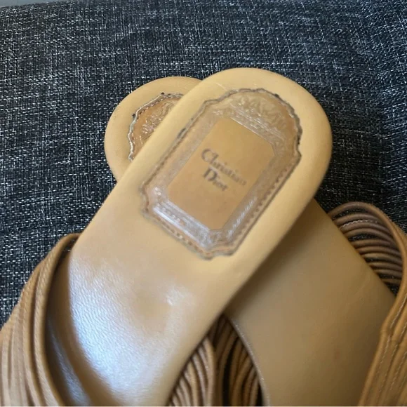 Dior Tan Sandals with Black Embellishments - Picture 3 of 6